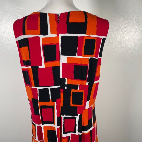 Calvin Klein Multicolor Scoop Neck Geometric Print Sleeveless Midi Dress Size 14 - Picture 11 of 16